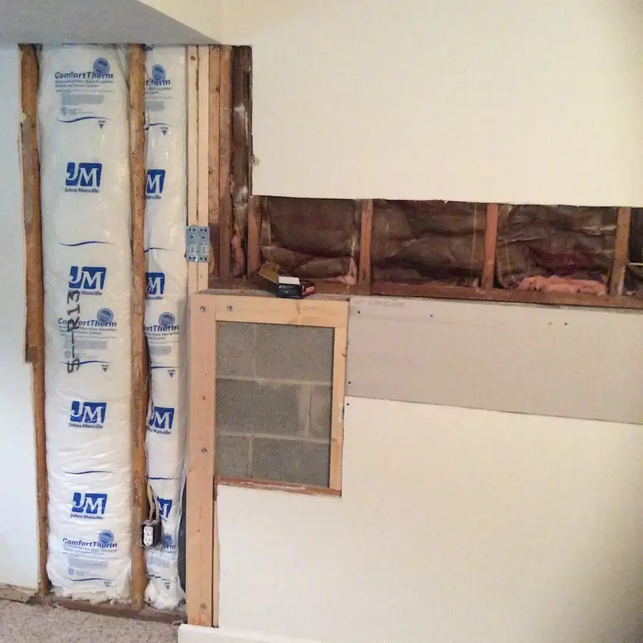 Wall insulation replacement during Contents Cleaning & Restoration in Linton Hall